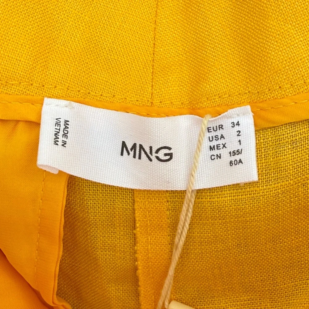 Mango Women’s linen Yellow Pants Size 2
